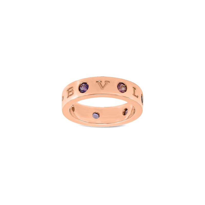 Bulgari 18k Rose Gold 015 Ct Tw Diamond Amethist Ring 1702$